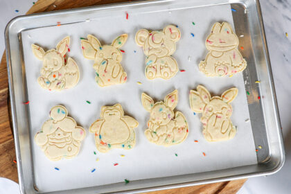 Sprinkle cookies using Pokemon Cookie Stamps
